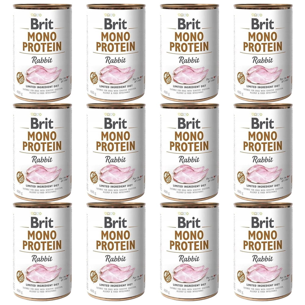 BRIT Mono Protein Rabbit królik karma mokra w puszce dla psa Zestaw 12x400g